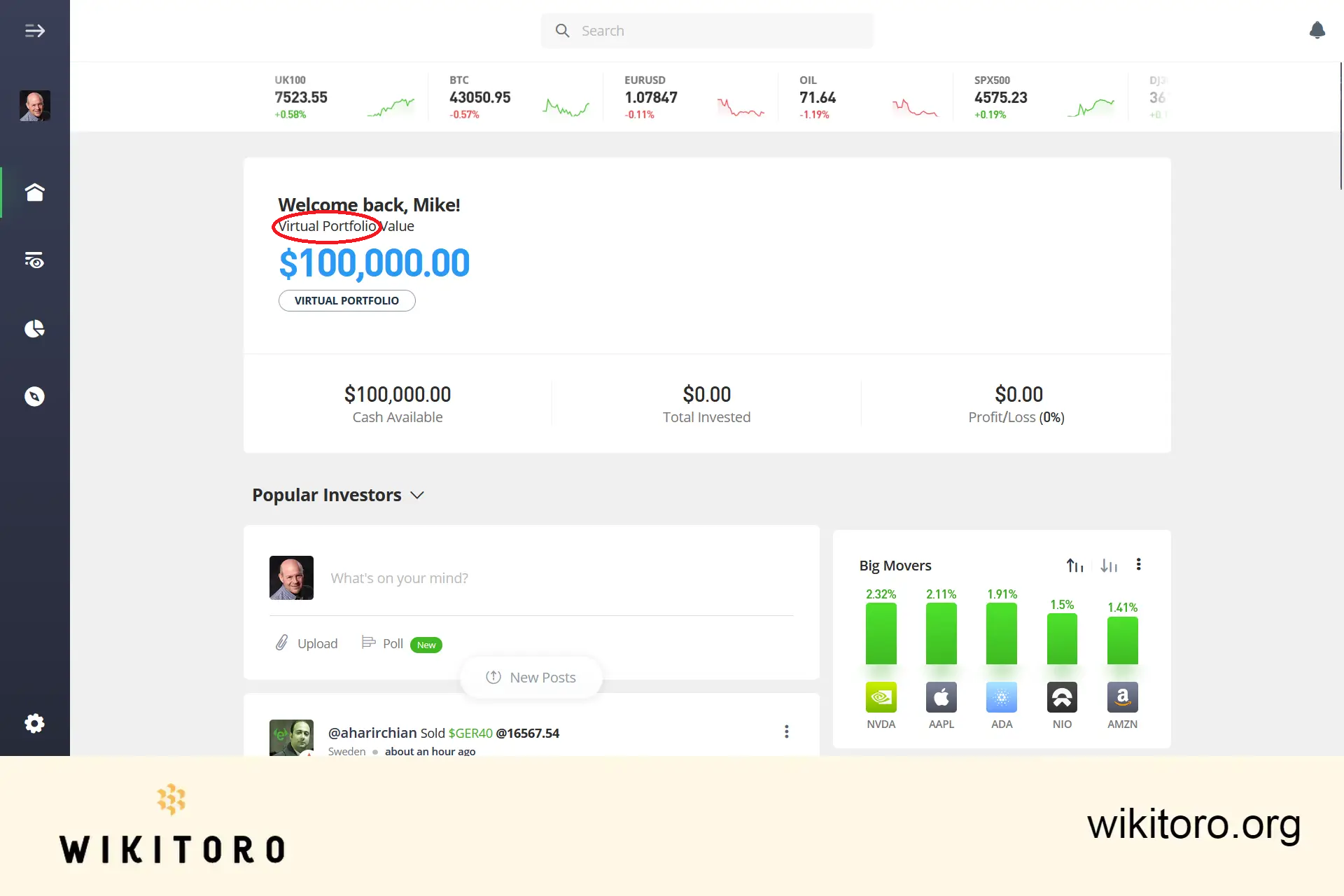 eToro demo account