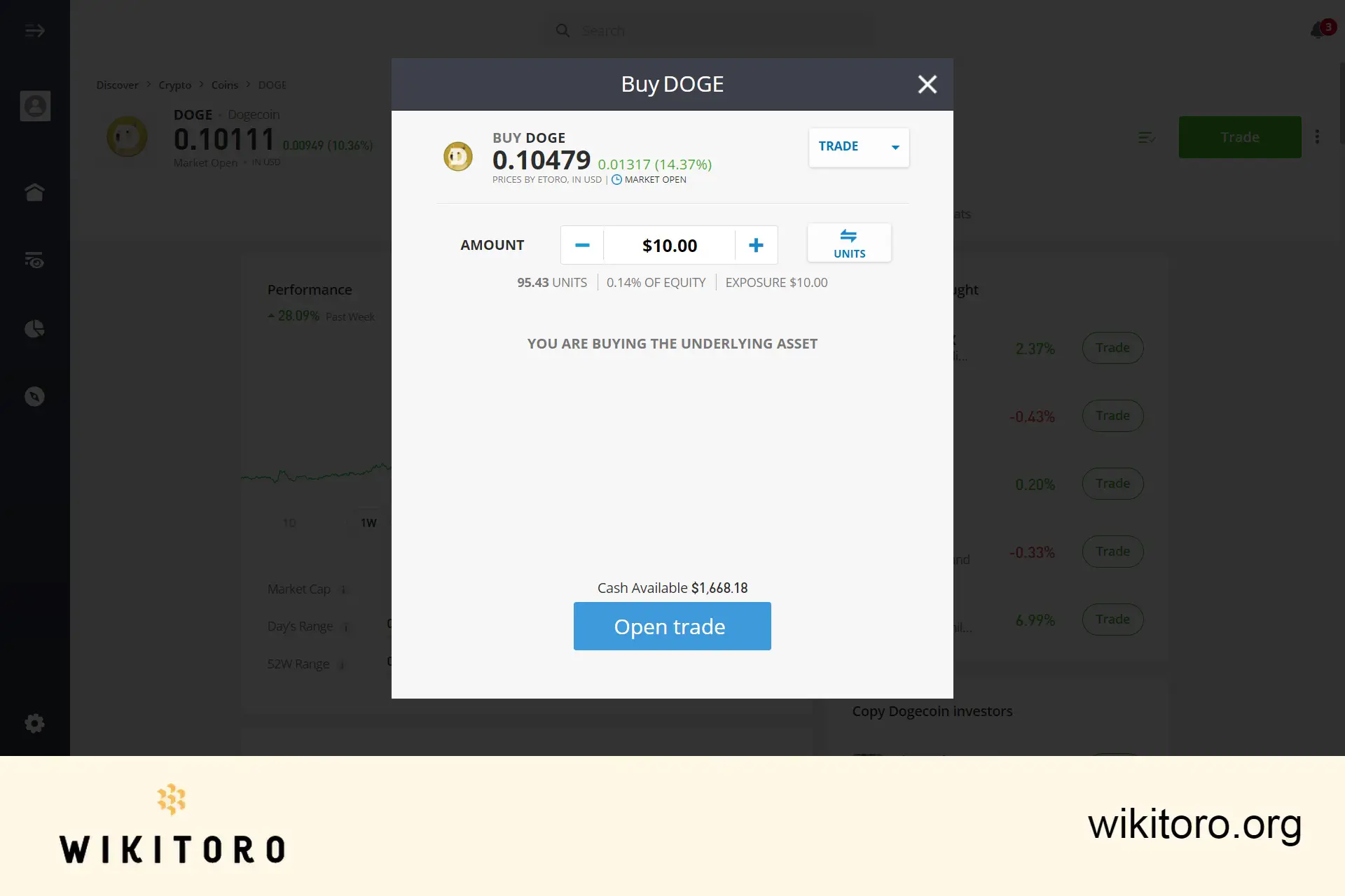 Kjøpe Dogecoin på eToro