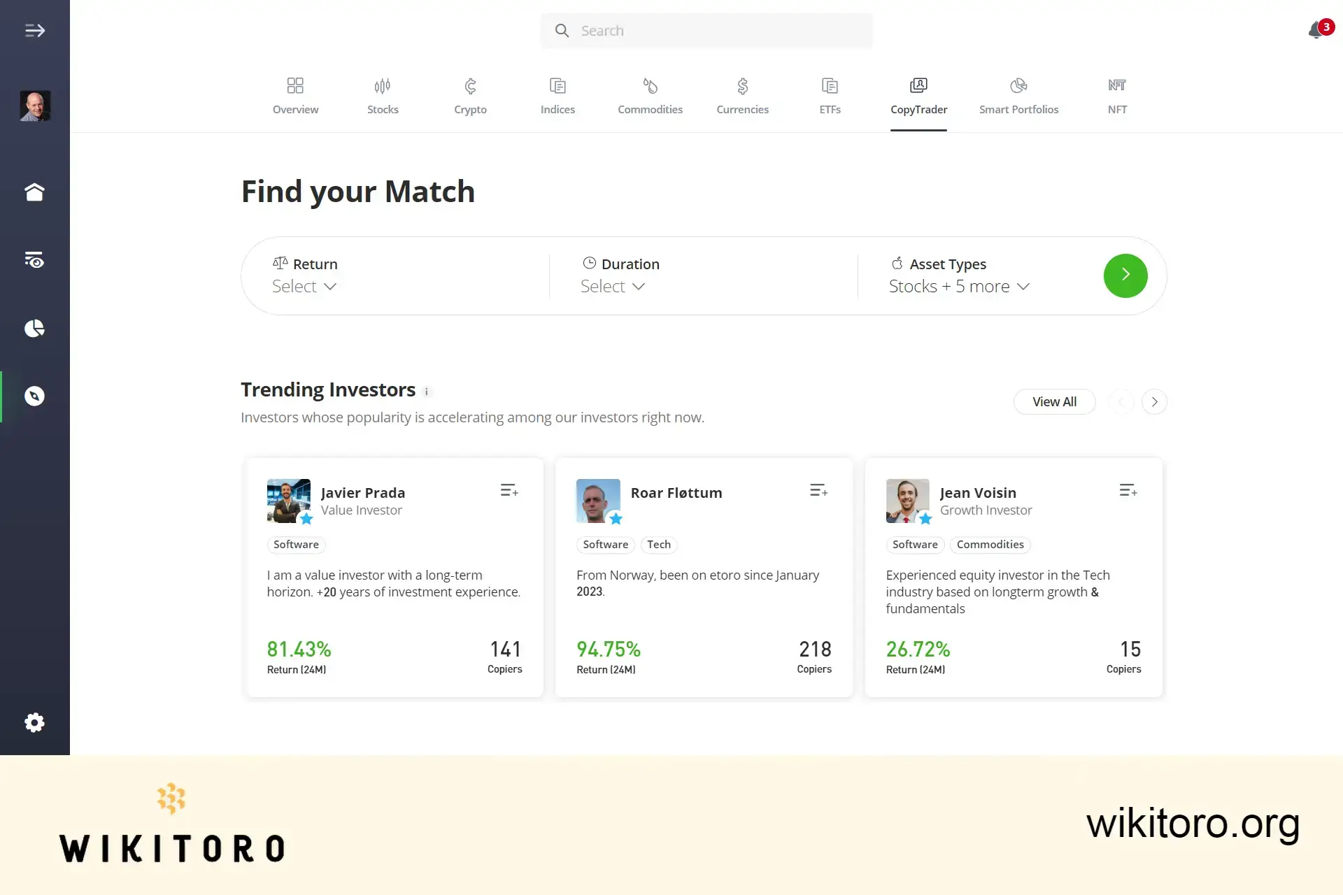 eToro CopyTrader-side